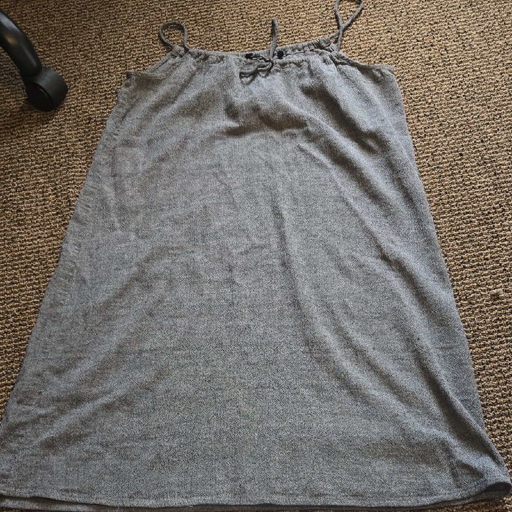 Loom Hand Woven Gray Spaghetti Strap Cotton Sheath Midi Dress